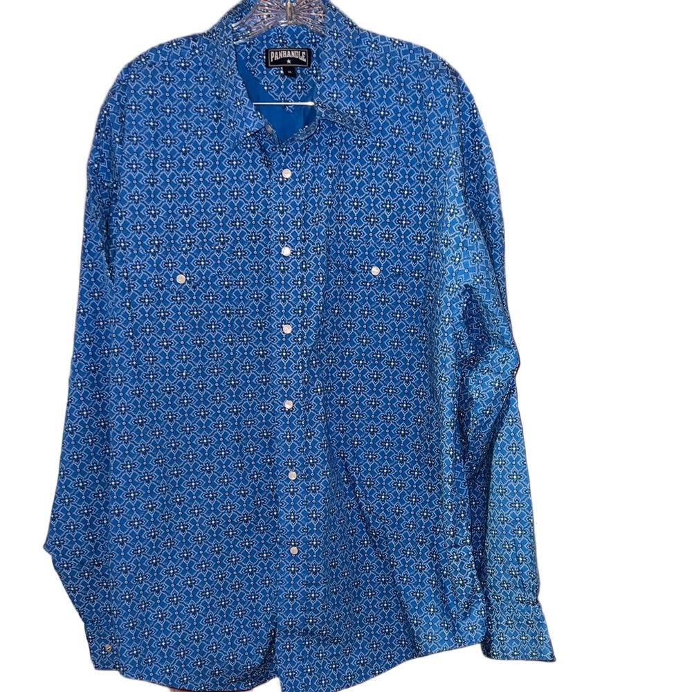 Panhandle Slim Blue and Black Patterned Shirt XL